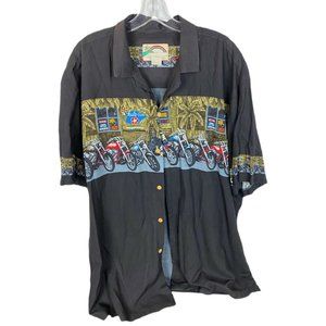 Paradise Found Hawaiian Shirt Mens XL motorcycle tavern tiki palm tree Vintage